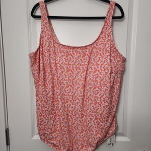 Amazon Essentials Pink and Orange Floral One-Piece Swimsuit